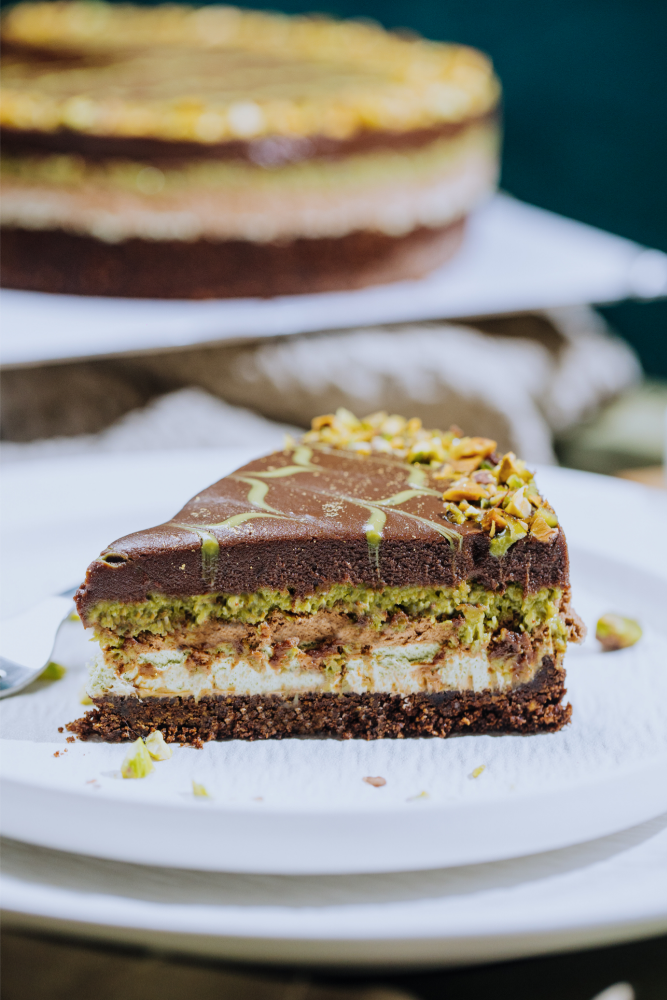 Pistachio Kataifi Chocolate Tart