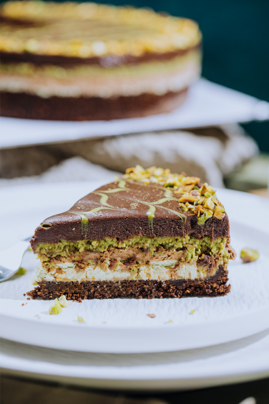 Pistachio Kataifi Chocolate Tart